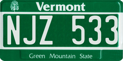 VT license plate NJZ533