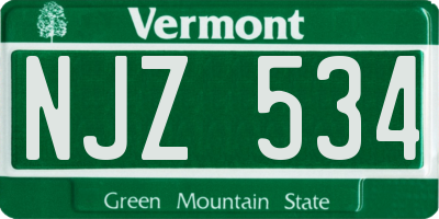VT license plate NJZ534