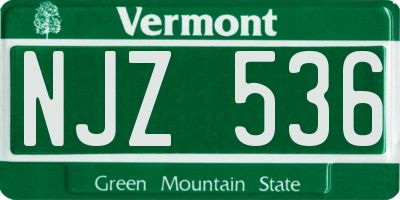 VT license plate NJZ536