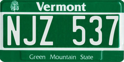 VT license plate NJZ537