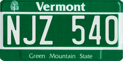 VT license plate NJZ540