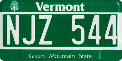 VT license plate NJZ544