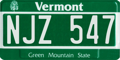 VT license plate NJZ547