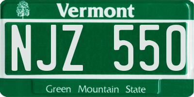 VT license plate NJZ550