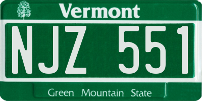 VT license plate NJZ551