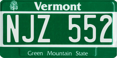 VT license plate NJZ552