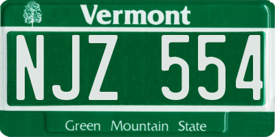 VT license plate NJZ554
