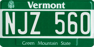 VT license plate NJZ560