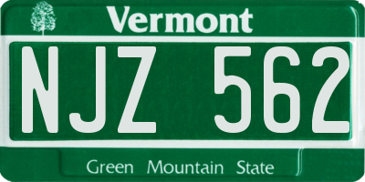 VT license plate NJZ562