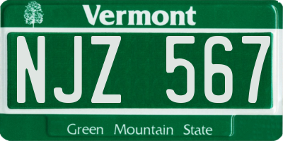 VT license plate NJZ567