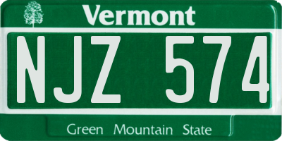 VT license plate NJZ574