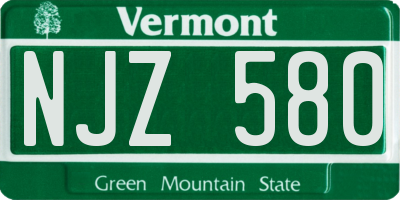 VT license plate NJZ580