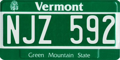 VT license plate NJZ592