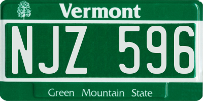 VT license plate NJZ596