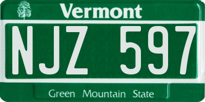 VT license plate NJZ597