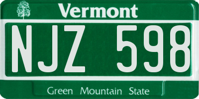 VT license plate NJZ598