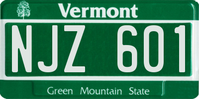 VT license plate NJZ601