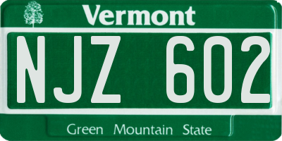 VT license plate NJZ602
