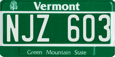 VT license plate NJZ603