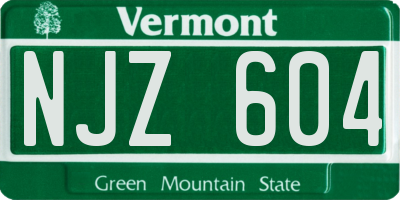 VT license plate NJZ604