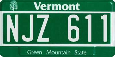 VT license plate NJZ611