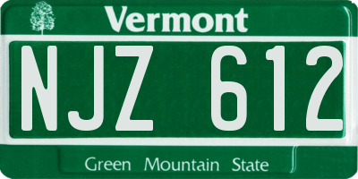 VT license plate NJZ612