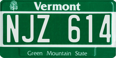 VT license plate NJZ614