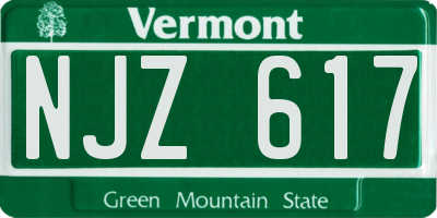VT license plate NJZ617