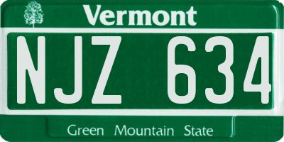 VT license plate NJZ634