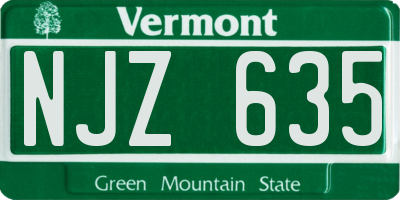 VT license plate NJZ635