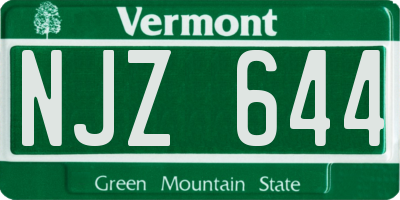 VT license plate NJZ644