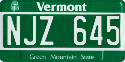 VT license plate NJZ645