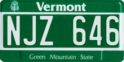 VT license plate NJZ646