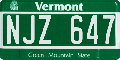 VT license plate NJZ647