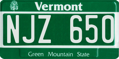 VT license plate NJZ650