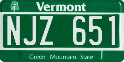 VT license plate NJZ651