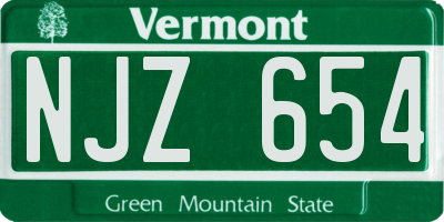 VT license plate NJZ654