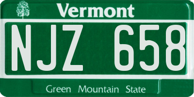 VT license plate NJZ658