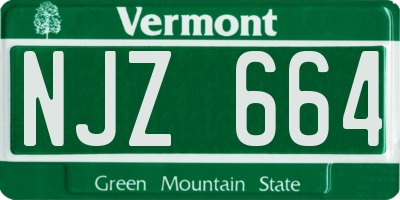 VT license plate NJZ664