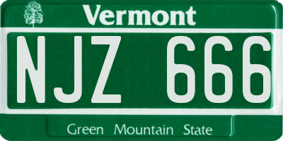 VT license plate NJZ666