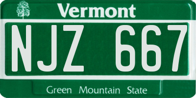 VT license plate NJZ667