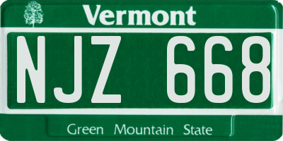 VT license plate NJZ668