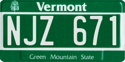 VT license plate NJZ671