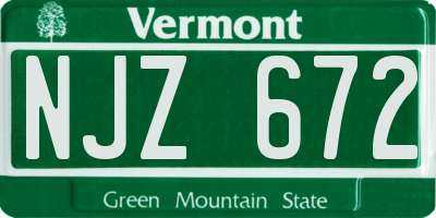 VT license plate NJZ672