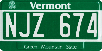 VT license plate NJZ674