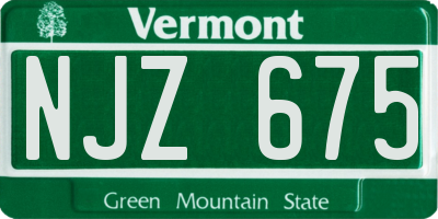VT license plate NJZ675