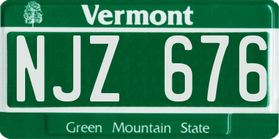 VT license plate NJZ676