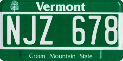 VT license plate NJZ678
