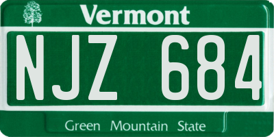 VT license plate NJZ684