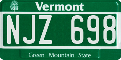 VT license plate NJZ698
